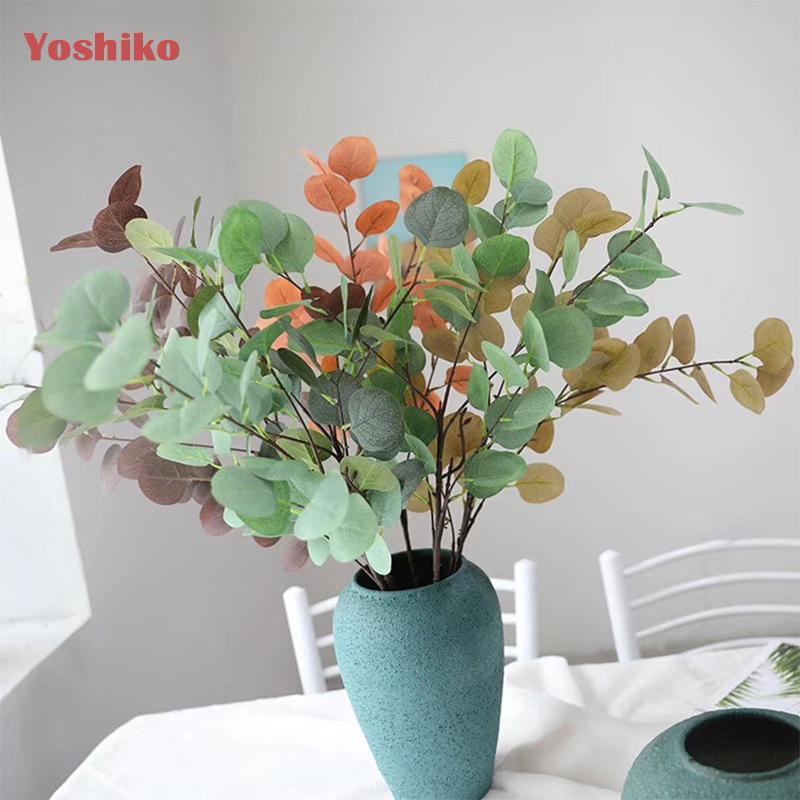 

Yoshiko 90CM Artificial Eucalyptus branches plants flower bouquet for wedding Christmas gift diy Home table decoration, Autumn red