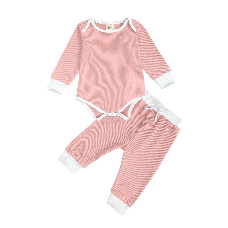 

3-24 Months Fashion Newborn Baby Girl Clothes Sets Solid Color Baby Clothing Boys Outfits Cotton Long Sleeve Bodysuits+Pants, Orange