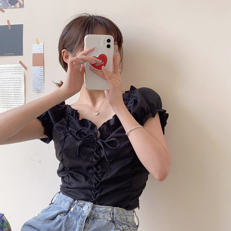 

2021 New colours femme womens tops Korean summer style v neck short sleeve shirt women's blouses (f4029) JF72, Red plaid