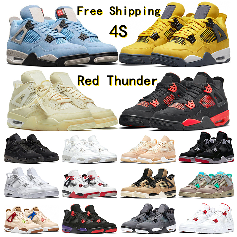 

2022 Jumpman 4s basketball shoes 4 Red Thunder Sail Shimmer Lightning Black Cat White Oreo Fire Red Cool Grey Pure Money mens trainers sports sneakers, #30 white cement