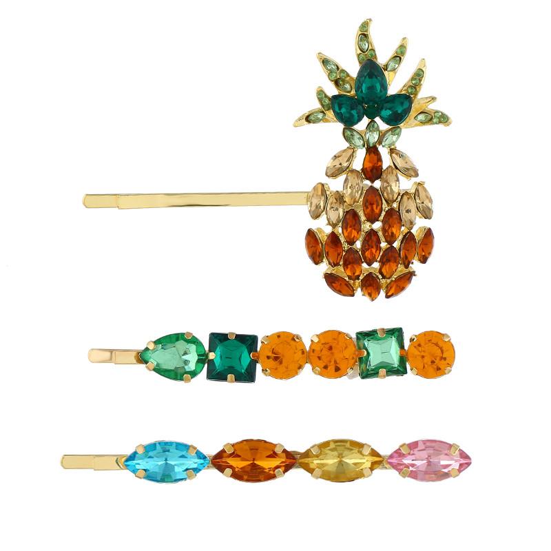 

ADOLPH 3Pcs/Set Crystal Pineapple Hair Clip Hairband Comb Bobby Pin Barrette Hairpin Butterfly Headdress Accessories Beauty Gift