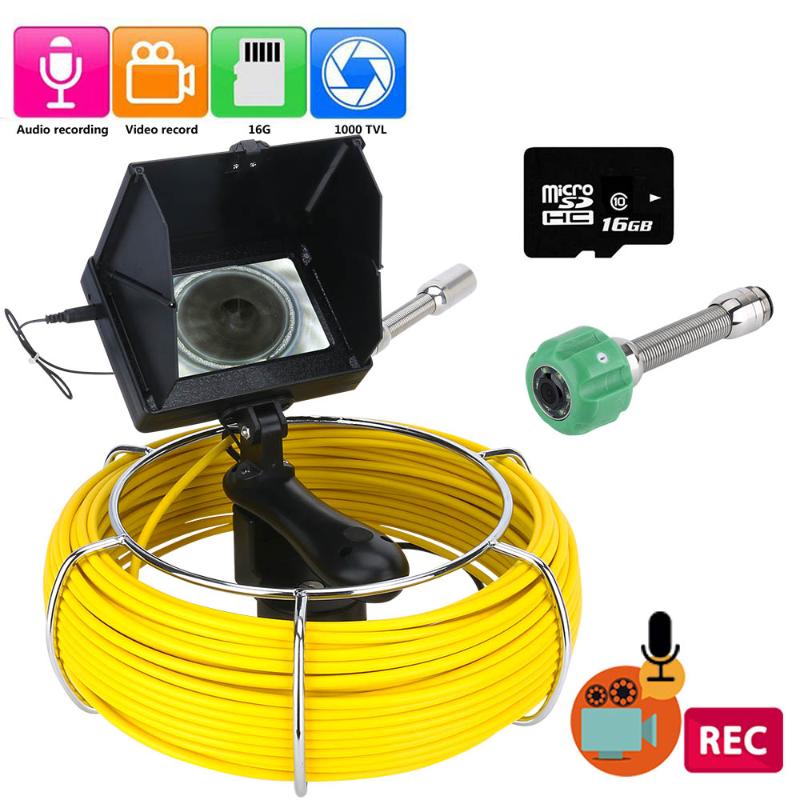 

20M 30M 50M Sewer Pipe Inspection Video Camera, 16GB TF Card DVR IP68 Drain Sewer Pipeline Industrial Endoscope with 4.3 Monitor