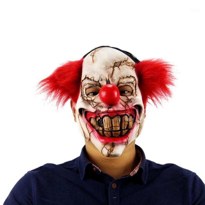 

Halloween Mask Scary Clown Latex Full Face Mask Big Mouth Red Hair Nose Cosplay Horror masquerade Ghost Party Decor 20181