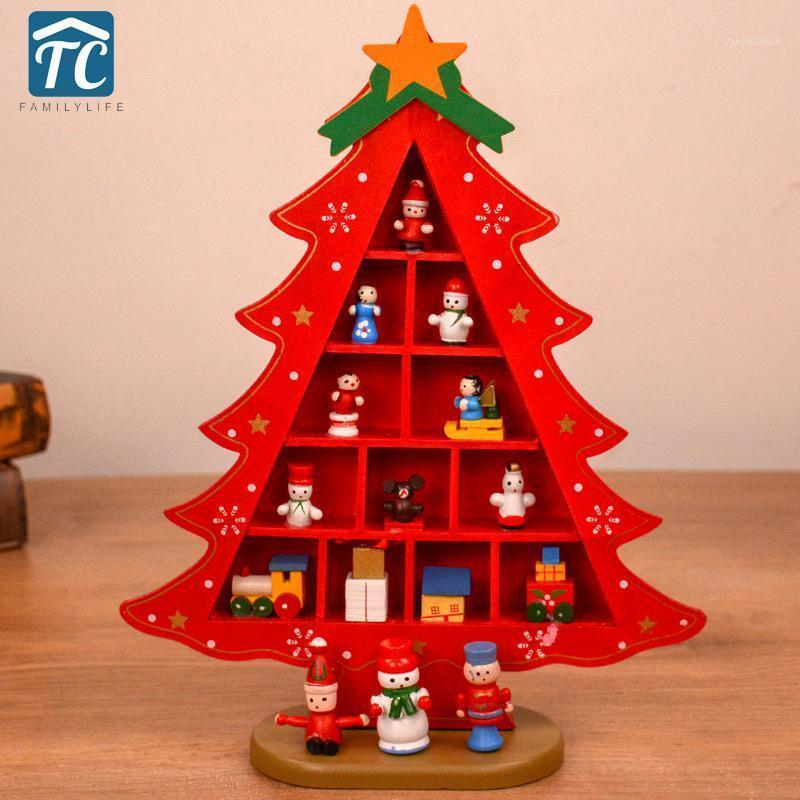

Small Decorated Christmas Tree Ornaments Desktop Wooden Storage Rack Children Xmas Gifts Scene Layout New Year Home Decor1