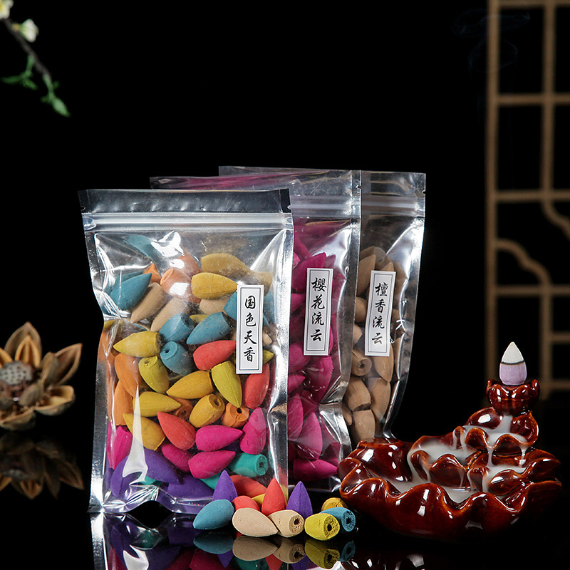 

50pcs/lot Flower Cone Incense Sandalwood Smoked Flavor Lily Lavender Rose Jasmine Osmanthus Lemon Rose Backflow Incense Zen Peaceful