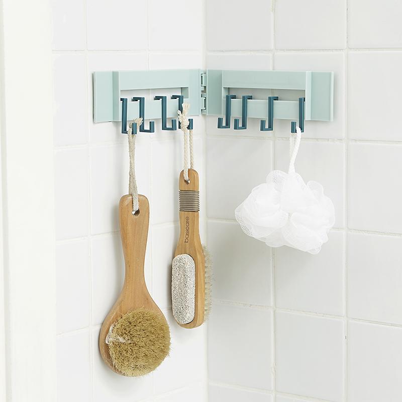 

1PC seamless adhesive hook 8 hooks bathroom hanger housekeeper for wall plastic Corner Hooks strong Sticky for hanging