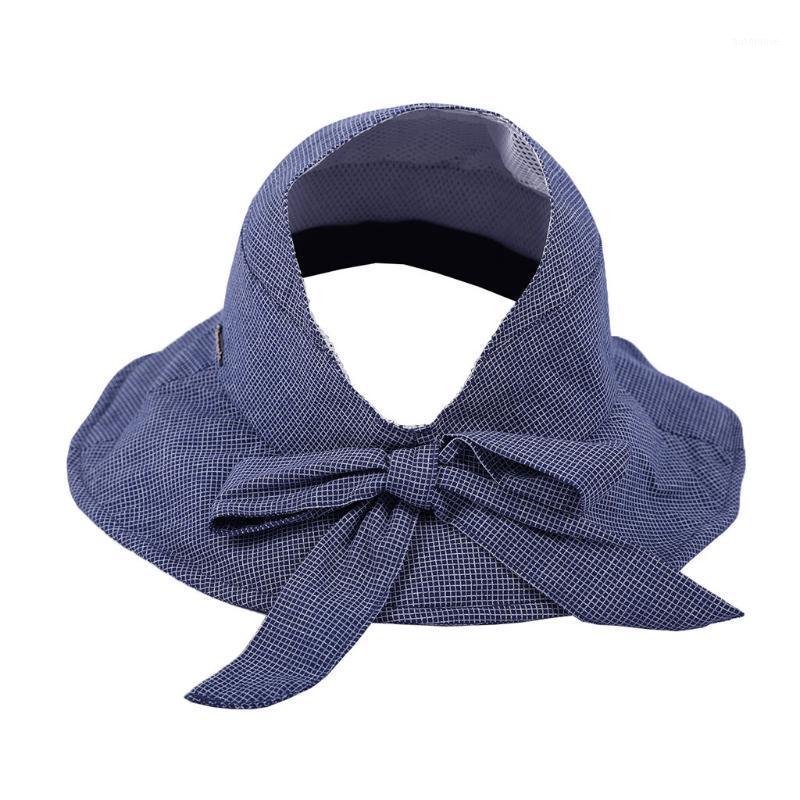

feitong sun hat women's Anti-UV Fisherman Cap female Cozy Wide Brim Summer Beach Sun Foldable Wide knotted Hat#y501, White