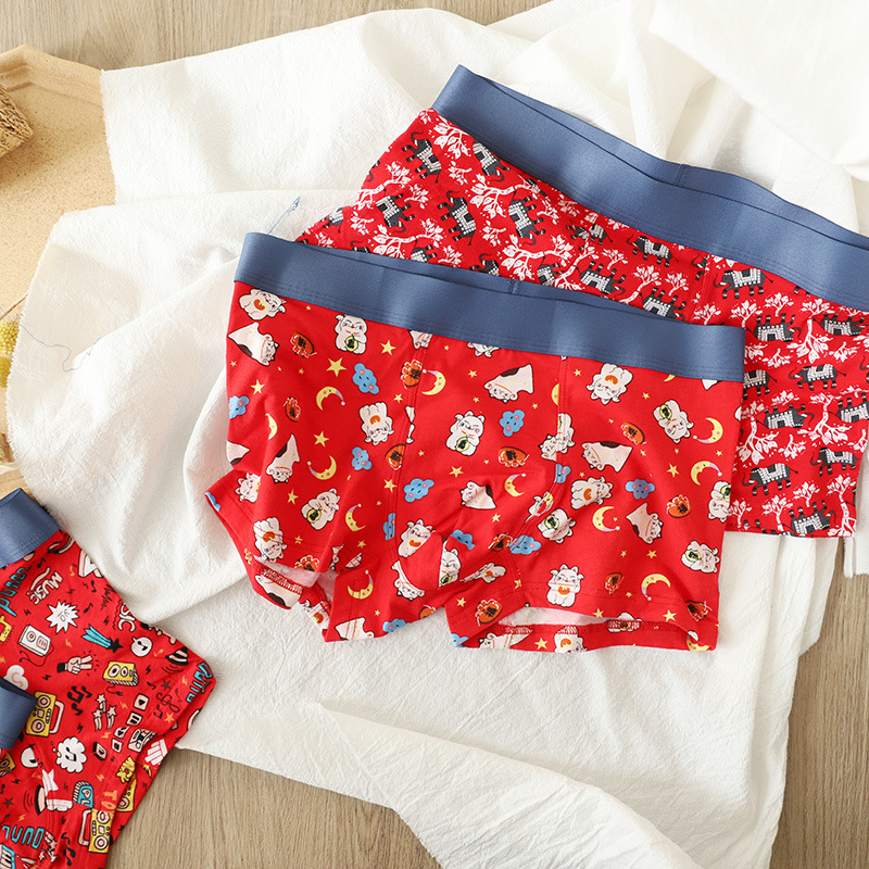

Sexy Red Cartoon Male Boxers Soft Cotton Cotton-based Cotton-wool Fashion Traceless Men's Underpants N2027 Pzl4, Cat 3