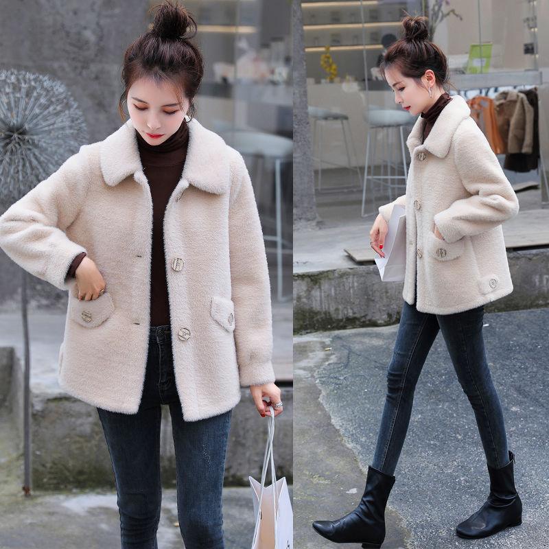 

Women 2021 Autumn Winter Lamb Wool Faux Fur Coat Female Thick Warm Soft Jacket Overcoat Ladies Fake Fur Casual Outerwear B526, White