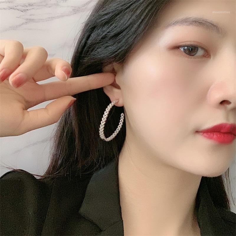 

2020 Hot New High Qualit Copper White Cubic Zirconia Geometry Round Earrings Fashion Hoop Earrings For Women Fashion jewelry1