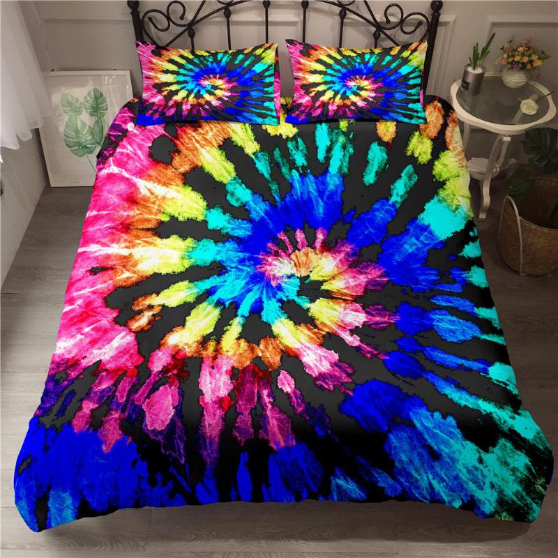 

Colorful Bedding Tie Dyed Duvet Cover Set Luxury Spiral Pattern Boho Hippie Bedding Sets Sabanas De Algodon Duvet Cover Sets