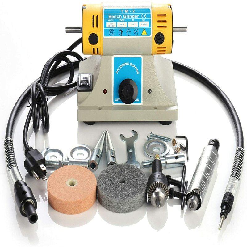 

Jewelry Rock Gem Polishing Buffer Machine Bench Lathe Polisher 350W Electric Jewelry Rock Grinder Mill Grinding Machine Tool Kit