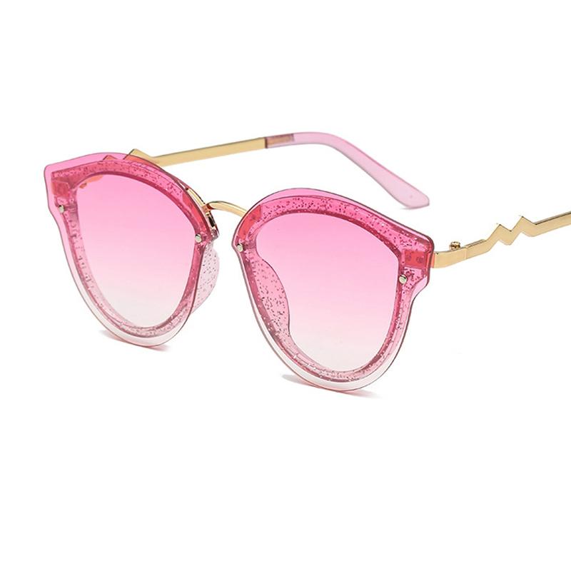 

Sunglasses 2021 Trend Rimless Oversized Pink Vintage Cat Eye Sun Glasses Women Wave Legs Gradient Metal Shades For Female Ladies