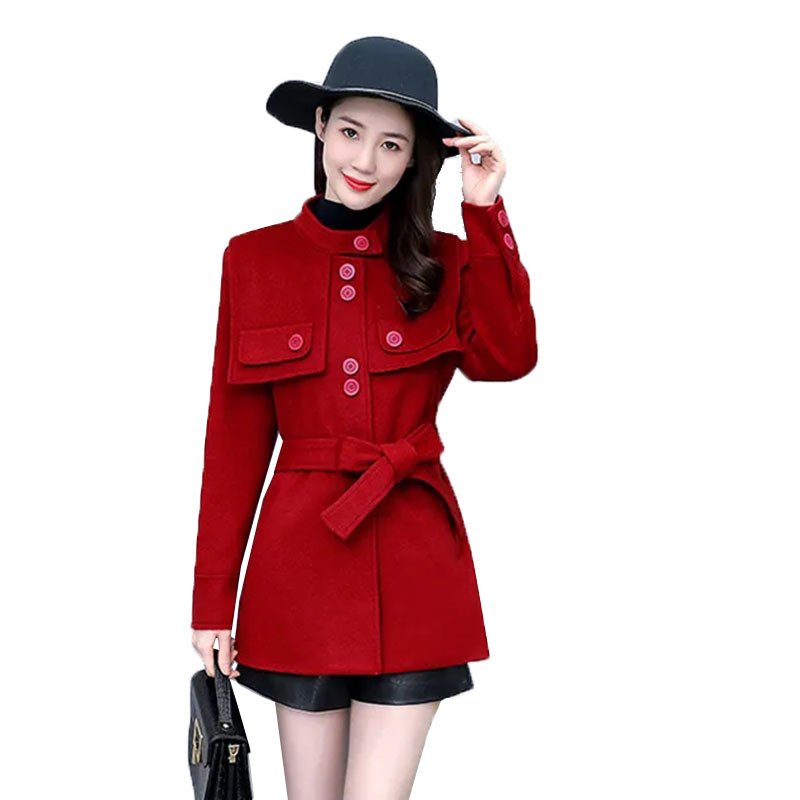 

Autumn Winter Coat of Young Korean Fashions Elegant Outwear Casual Ladies Thick Wool Warm Jacket R647 4qre, Red wine