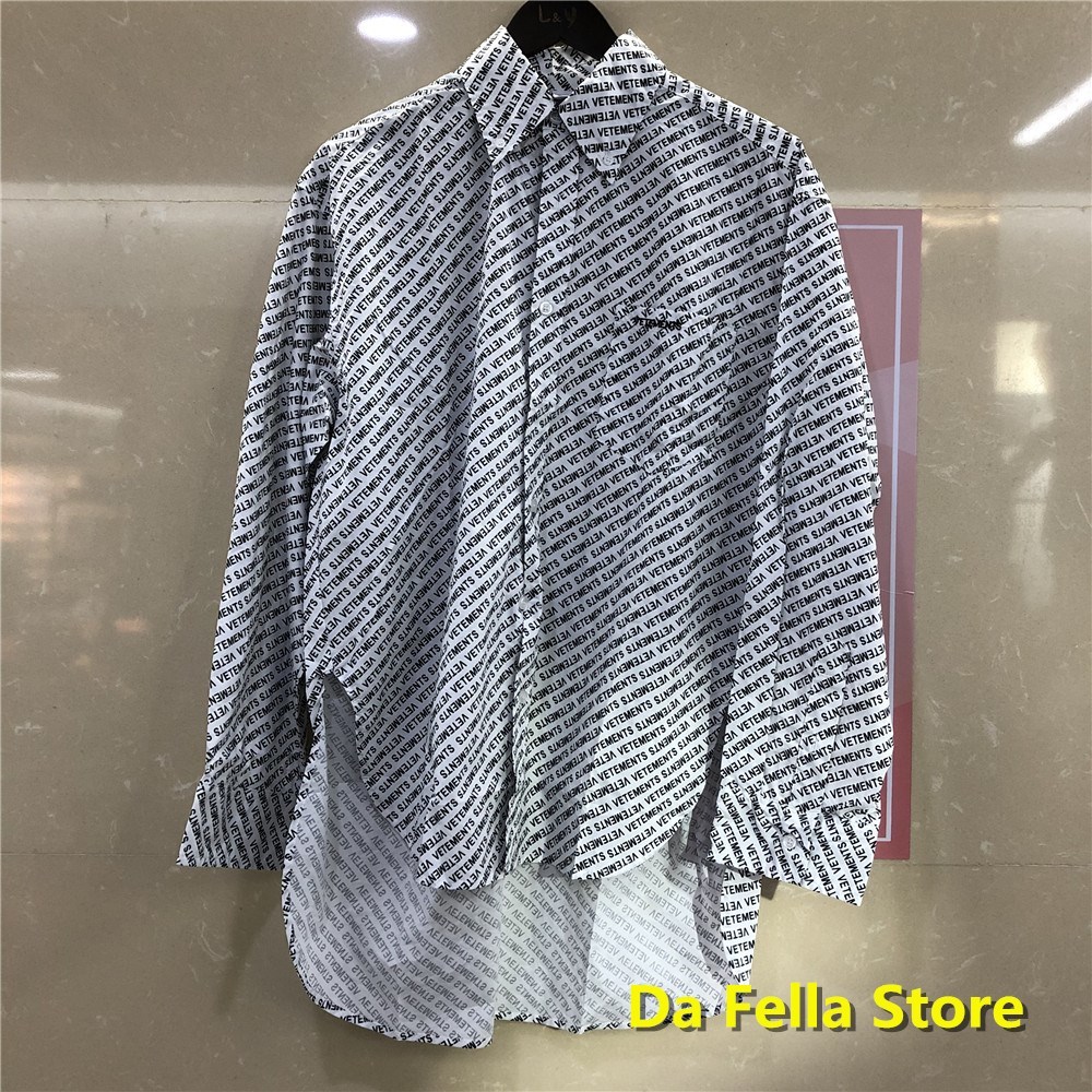 VETEMENTS Full print Shirts Men Women Allover Black Vetements Shirt High Quality 2020 VTM Blouse Oversize C1211