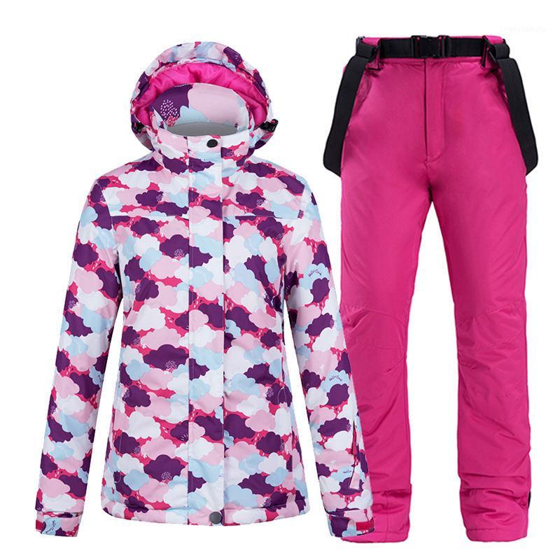 

A set of women' snow clothes, ski clothes, wind and water-proof winter outdoor ski coat + snow pants with ribbon1, Picture jacket