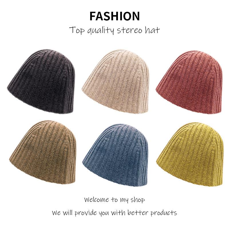 

New Autumn And Winter Knitted Woolen Fisherman's Hat Hole Strip Versatile Women's Basin Hat Net Red Beggar's Korean Version, White