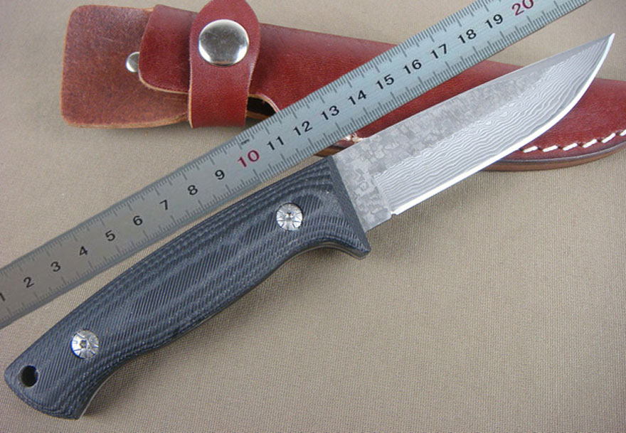 

1Pcs High Quality VG10 Damascus Steel Blade Survival Straight Knife Full Tang Micarta Handle Outdoor Camping Hiking Hunting Fixed Blades Knives