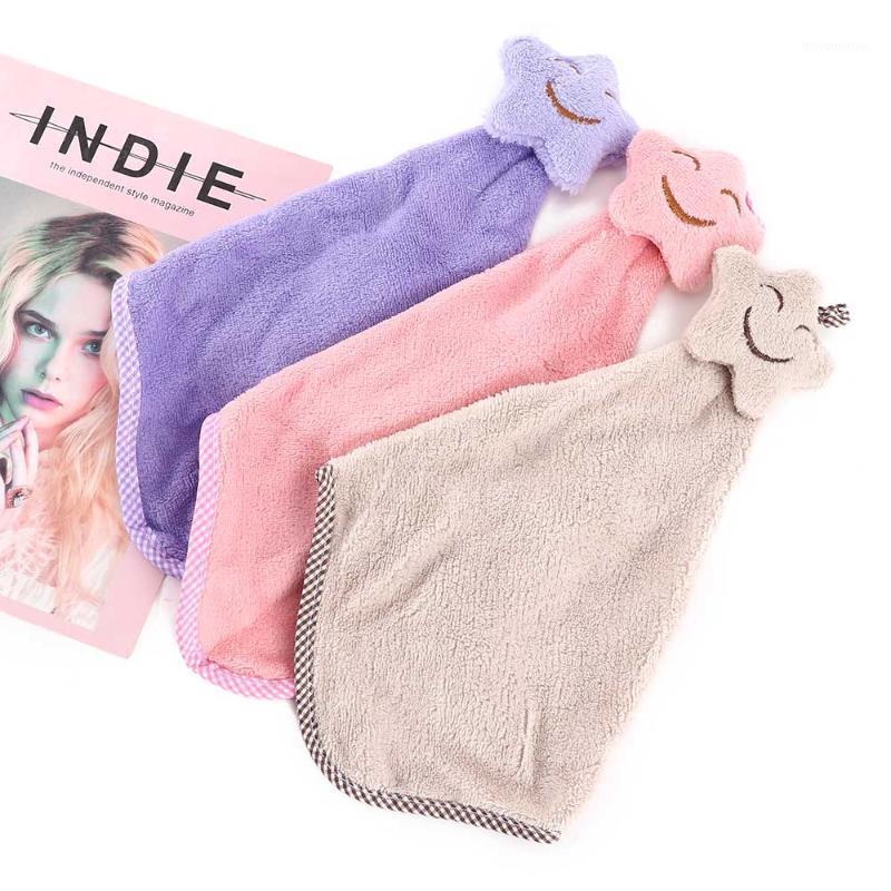 

Smiling Face Hanging Hand Towels Kitchen Towel Coral Velvet Absorbent Lint-Free Cloth Dishcloths1, Green