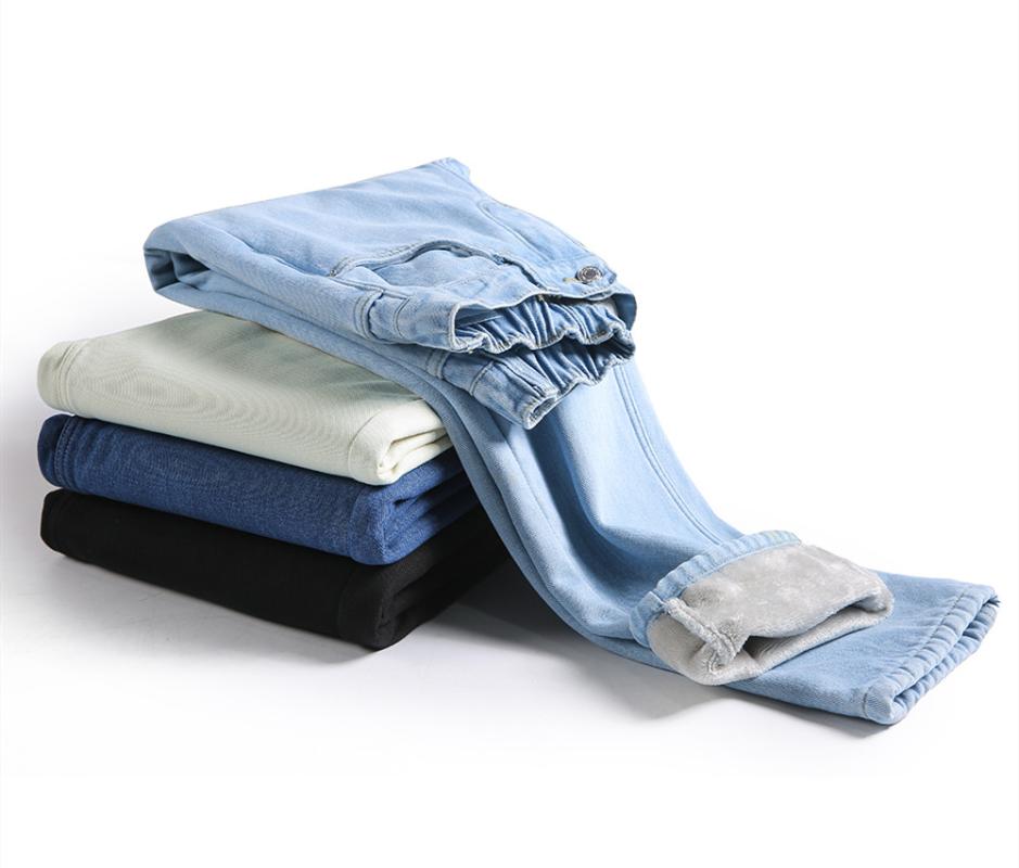 

Velvet Jeans for Women Winter Warm Vintage Streetwear Denim Pants Black Fleece NEW Mom Elastic Waist Girls 18 Years Old, Beige