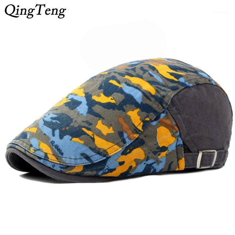 

Spring Cool Camouflag Army Berets Caps For Men Retro Fashion Casual Flat Cap Women Adjustable Boina Hombre1, Black