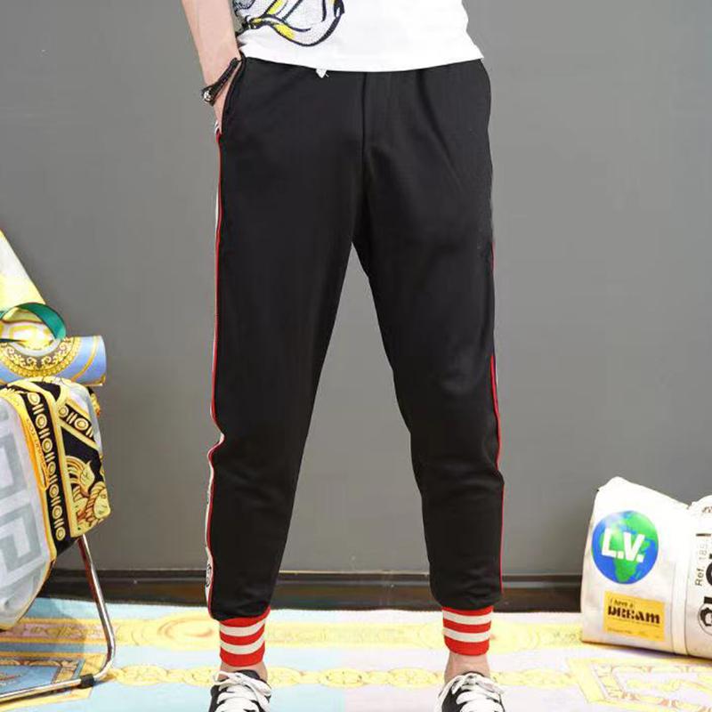 

2020 spring and autumn new trend fashion casual sweatpants men's embroidered footwear pants sweatpants, Black