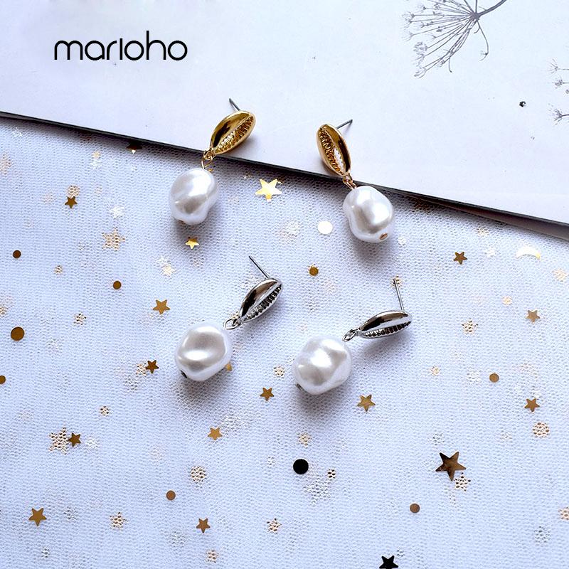 

Fashion Alloy Conch Irregular Imitation Pearl Earrings For Women Gold Color Shell Earrings Simple Birthday Party Jewelry Gift