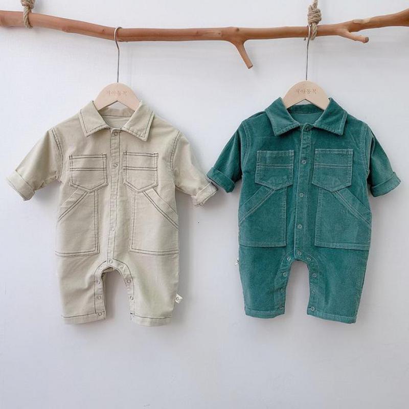 

2021 New Autumn Treasure Frock Casual One-piece Suit Corduroy Romper Baby Boy Winter Clothes Ufgc, 7711beige