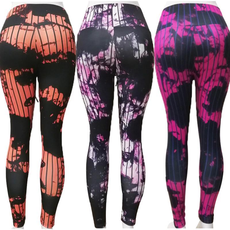 

Fashion Stretch Abstract Line Printing Fitness Base Sports Sexy High Waist Slim Yoga Pants Abstract Line Print Fitness Yoga Pant, Orange