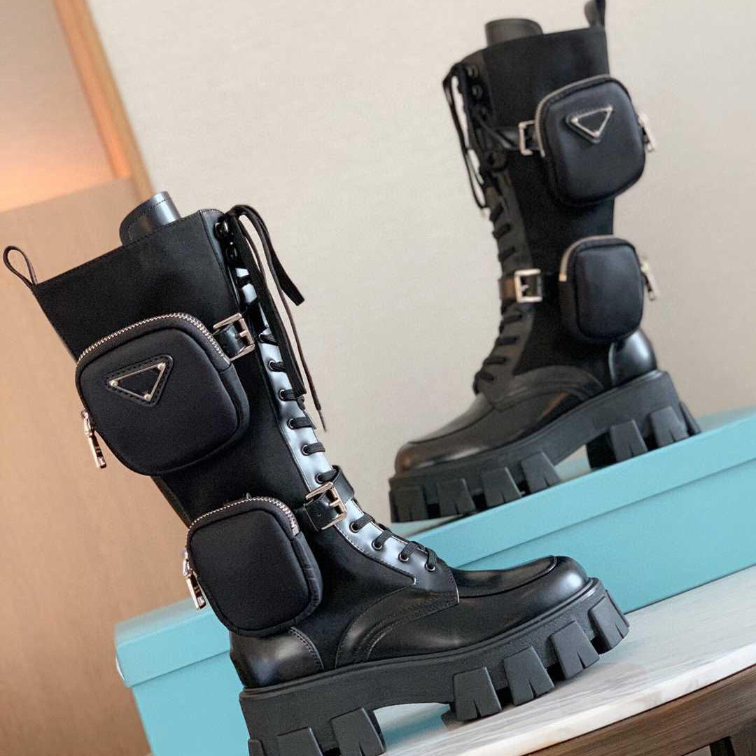 

New Women Rois Leather booties high cut Ankle Martin Boots and Removable Keycase Nylon Boot Lady Outdoor Booties Shoes TOP quality