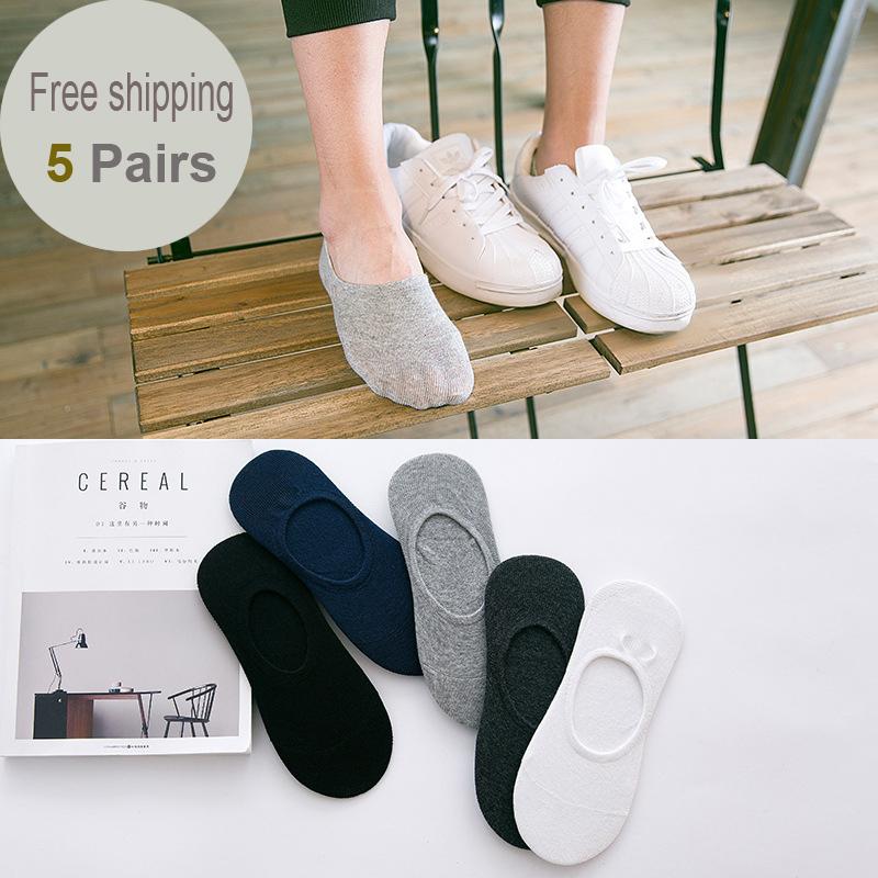 

10pcs=5 Pairs Spring Summer Men cotton Ankle Socks Men's Business Casual Short Socks Male invisible silicone anti - skid, 826