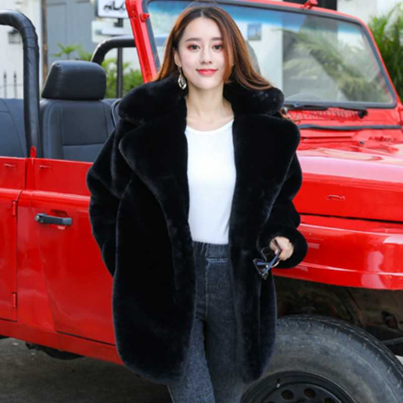 

Winter Faux Fur Coat Women Warm High Quality Luxury Fur Coat Loose Lapel OverCoat Thick Warm Plus Size Female Plush Coats, Beige
