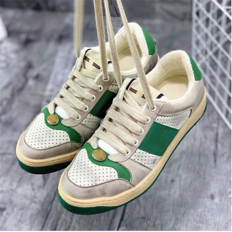 Top Quality Man Dirty designer Shoes Real Leather Screener Designer Sneaker New ACE embroidered strawberry Casual shoes For Women