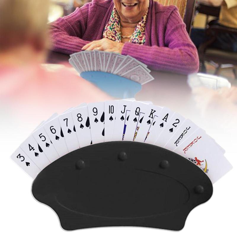 

Hands Free Fan Shape Poker Game Playing Card Holder Cover Self-standing Tray