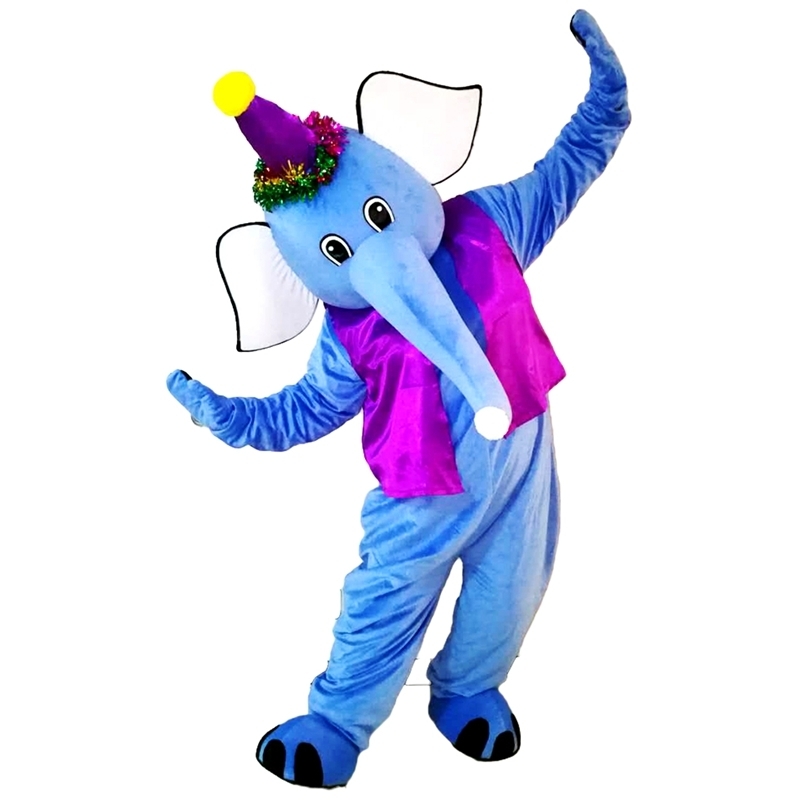 

2018 New high quality Circus clown elephant Mascot costumes for adults circus christmas Halloween Outfit Fancy Dress Suit Free Shipping, Blue