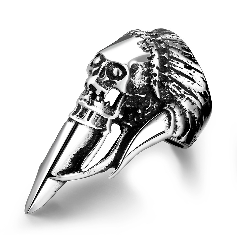 

European and American exaggerated rings ins punk skull mask men's ring accessories fashion personality stainless steel