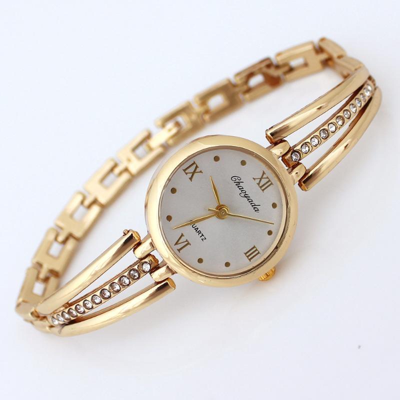 

Casual Fashion Luxury Watches Women Alloy Bracelet Watch High Quality Ladies Quartz Watch Roman Dial Simple Clock1, Rose gold