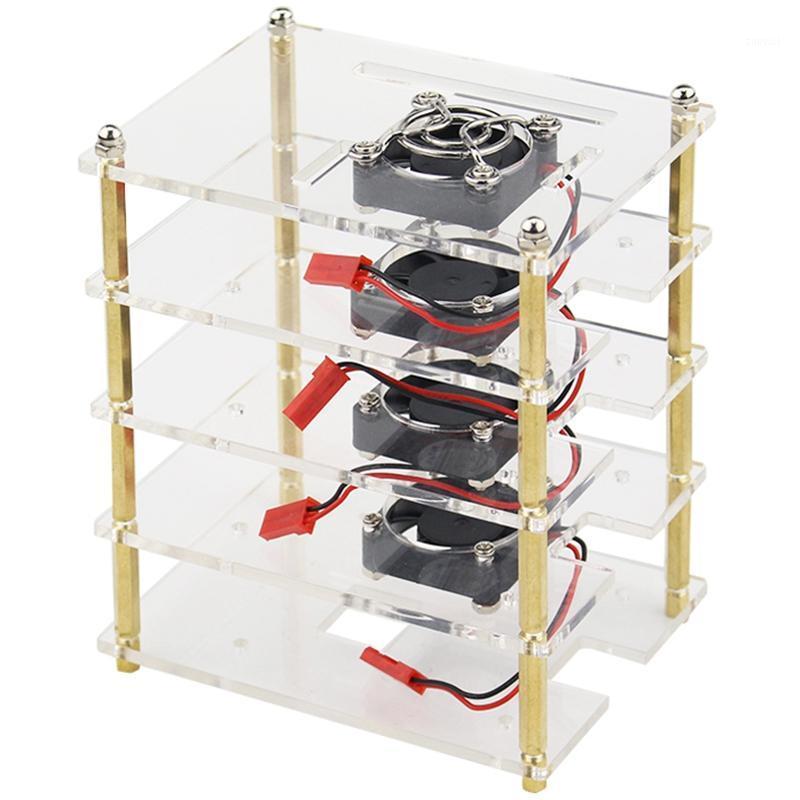 

For Raspberry Pi 4 Layers Acrylic Case Holder Box + Cooling Fan with Metal Cover for Raspberry Pi 4 /3 Model B+/3B1