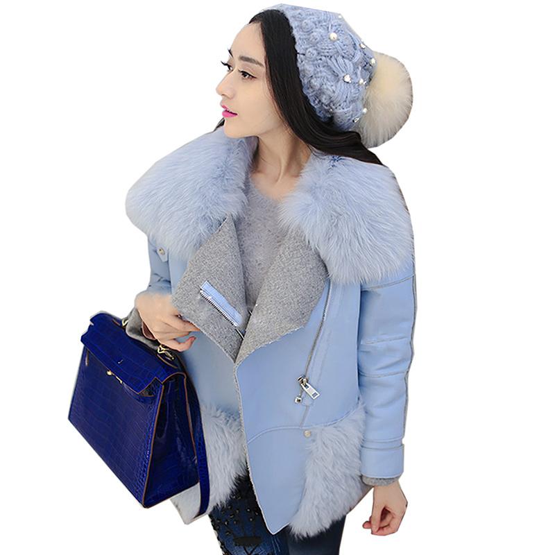

Winter Autumn Faux Fur Coat Ladies Light Blue high Collar Artificial Fur Coats Women Loose Short Jackets female Big collar, Sky blue