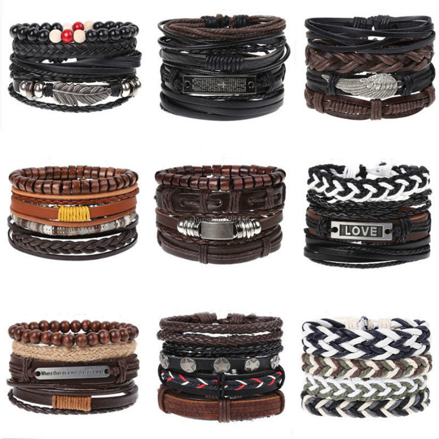 

Multilayer Leather bracelet Cross Believe charm bracelets set women mens bracelets bangle cuff fashion jewelry will and sandy new, Golden;silver