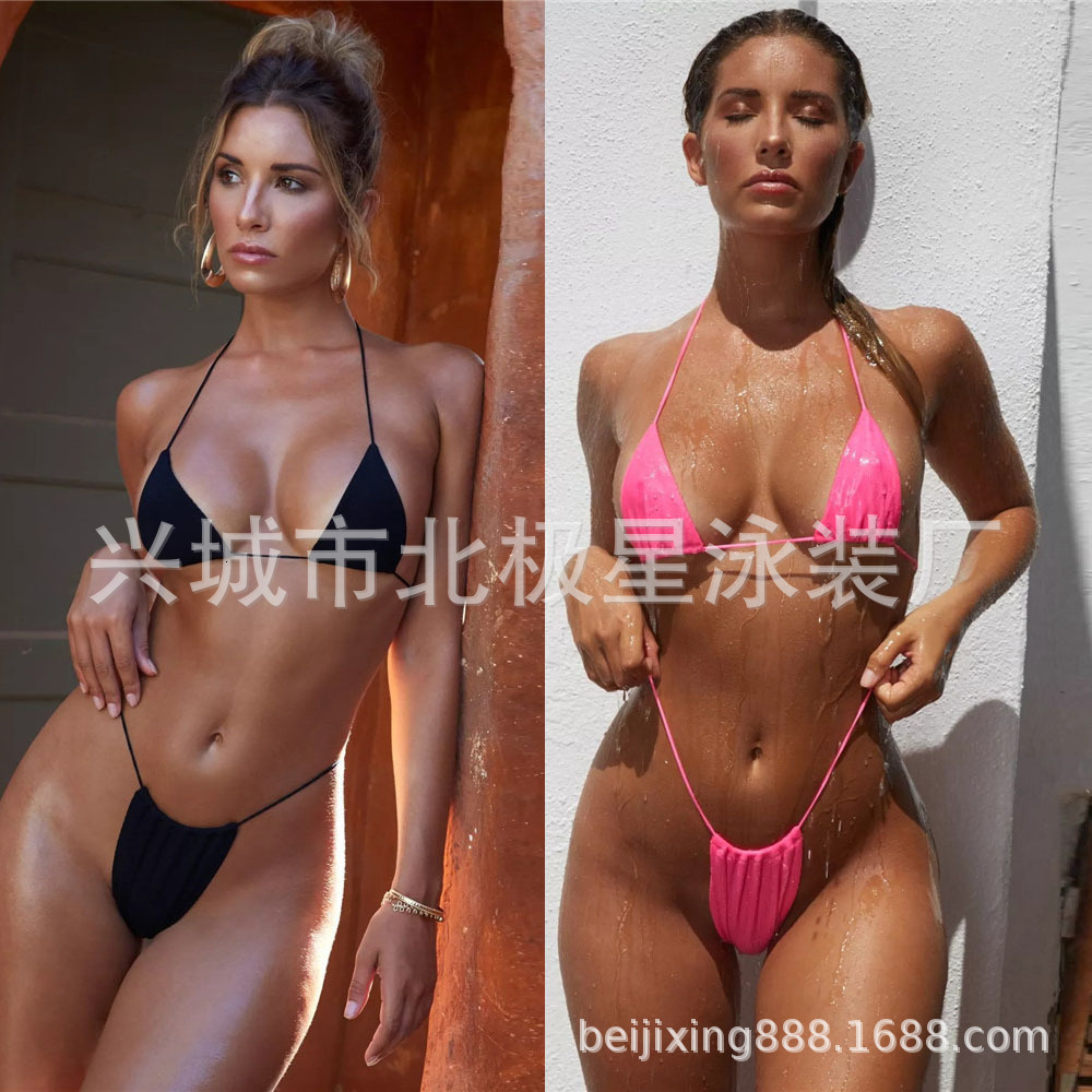 

Neck 2020 Bikini Swimsuit Strap Sexy Two Piece Bikini, White;black