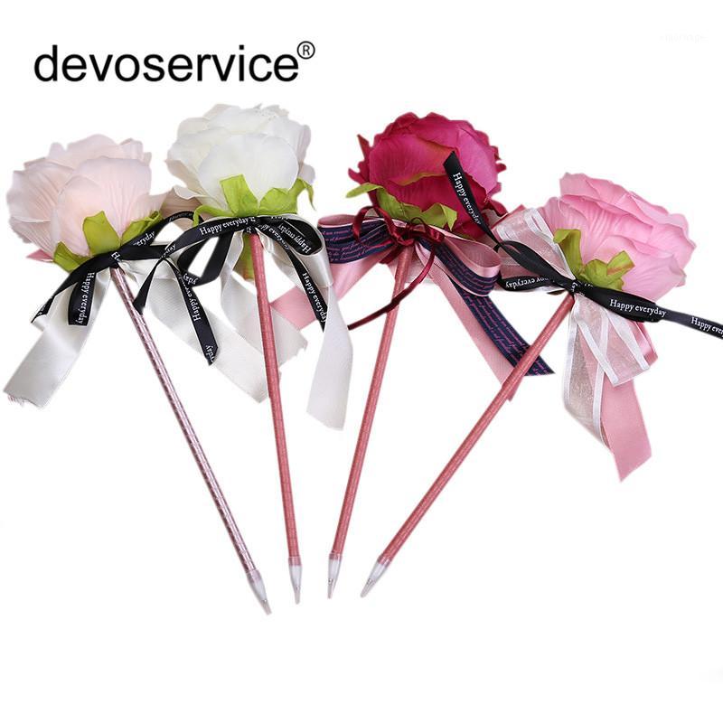 

Valentine's Day Ballpoint Pens Fashion Simulation Flower Pens Creative Rose Flower Bow Writing Pen Wedding Gift1, Red