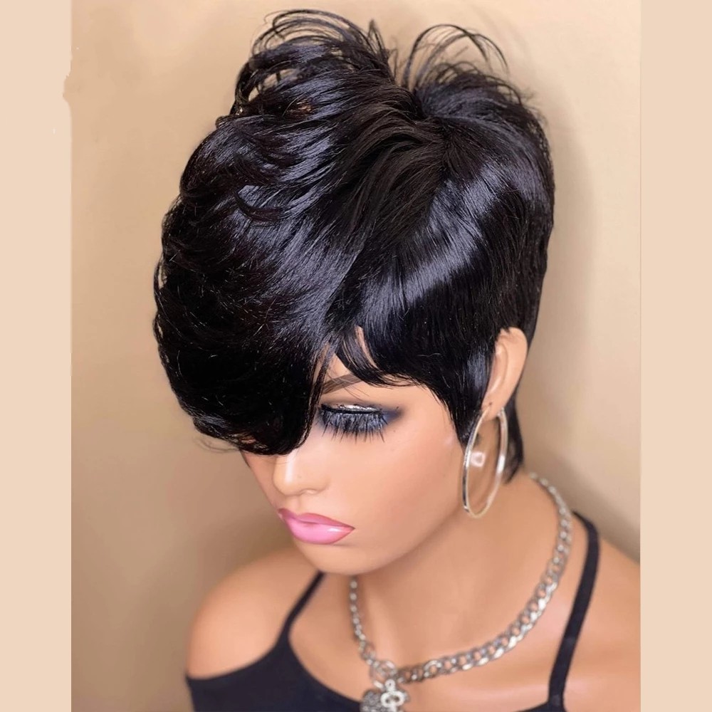 

180density Pixie Cut Wig Transparent Lace Brazilian Virgin Human Hair Lace Wigs For Women 613 Blonde /ombre /Black Short Bob Wigs Straight, Customize