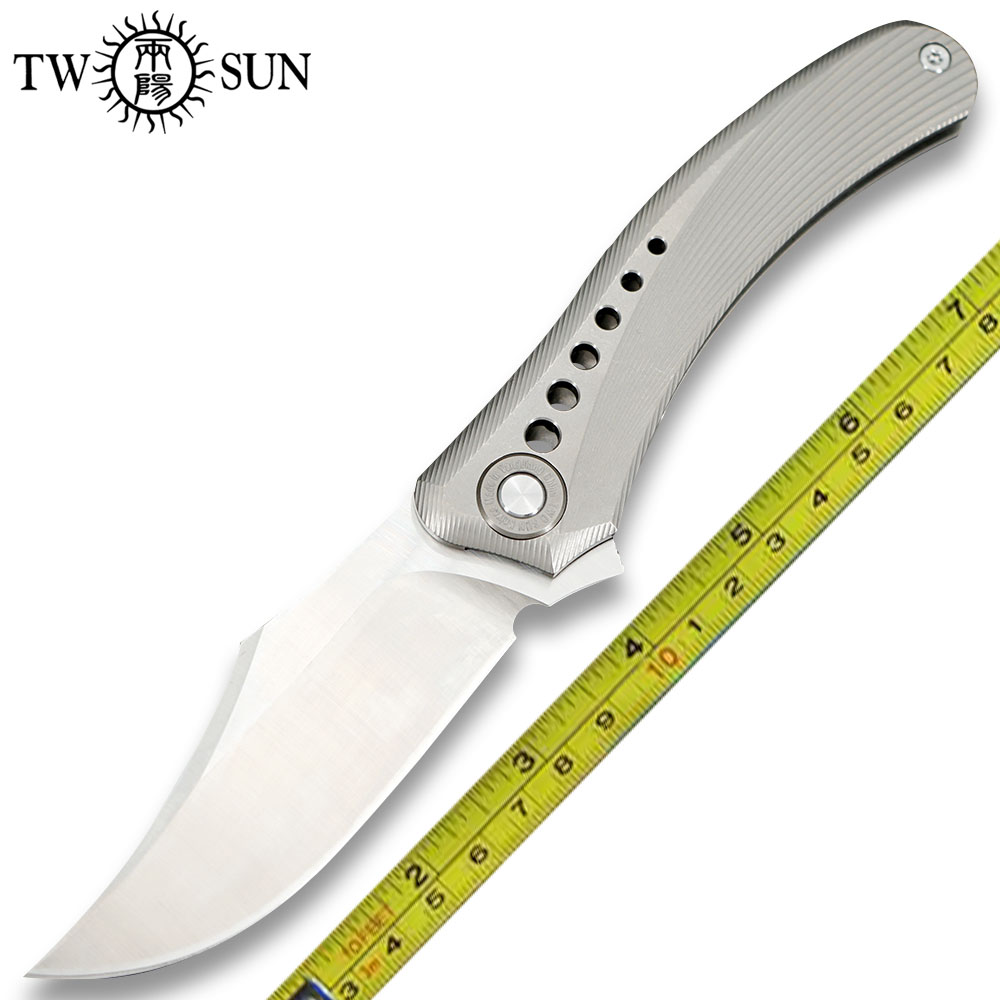 

TwoSun Knives Outdoor Camping Titanium 14C28N Flipper Folding Pocket Knife TS240