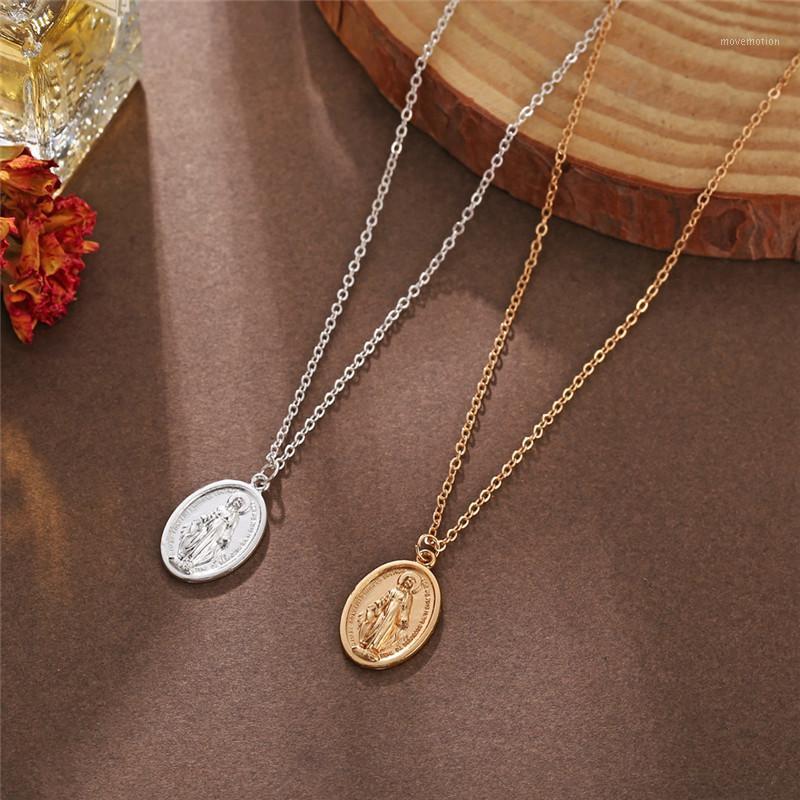 

Bacolod Gold Silver Color Coin Portrait Women's Pendant Necklaces 2020 Fashion Party Outdoor Jewelry Female Long Chain Necklace1