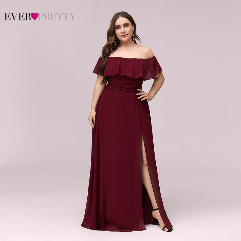 

Plus Size Boat Neck Pink A Line Bridesmaid Dresses Vestidos De Madrinha Ever Pretty EP00968 Formal Dress For Wedding Party 201119, Ep00968wh