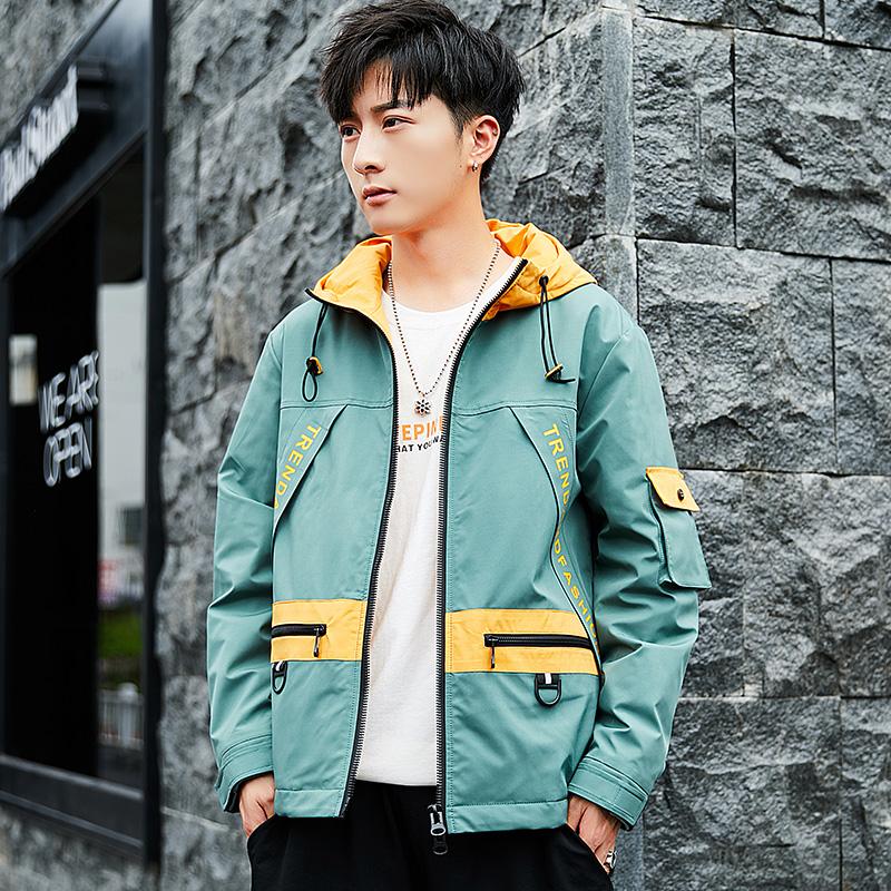 

2020 new jacket loose men's bomber jacket men's casual hip hop baseball collar print fashion smooth streetwear, Beige