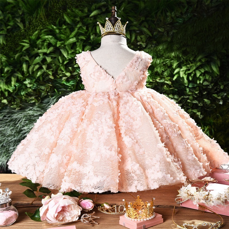 

Petal Toddler Baby Girl Infant Princess Lace Tutu Dress Baby Girl Wedding Dress Kids Party Vestidos for Baby 1 Years birthday LJ200827, Red;yellow