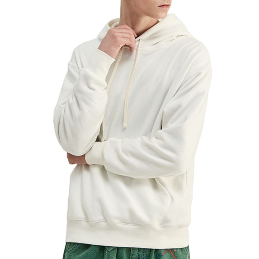 

OEM hoodie Solid color hooded soft core light jacket European and American tide brand retro men's loose sweater, Black