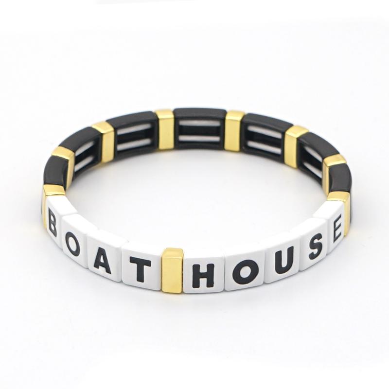 

Shinus Best Quality Beautiful Fashion DIY Handmade Enamel Tile Bracelet Boho BOAT HOURSE Letter Bracelets Women Jewelry